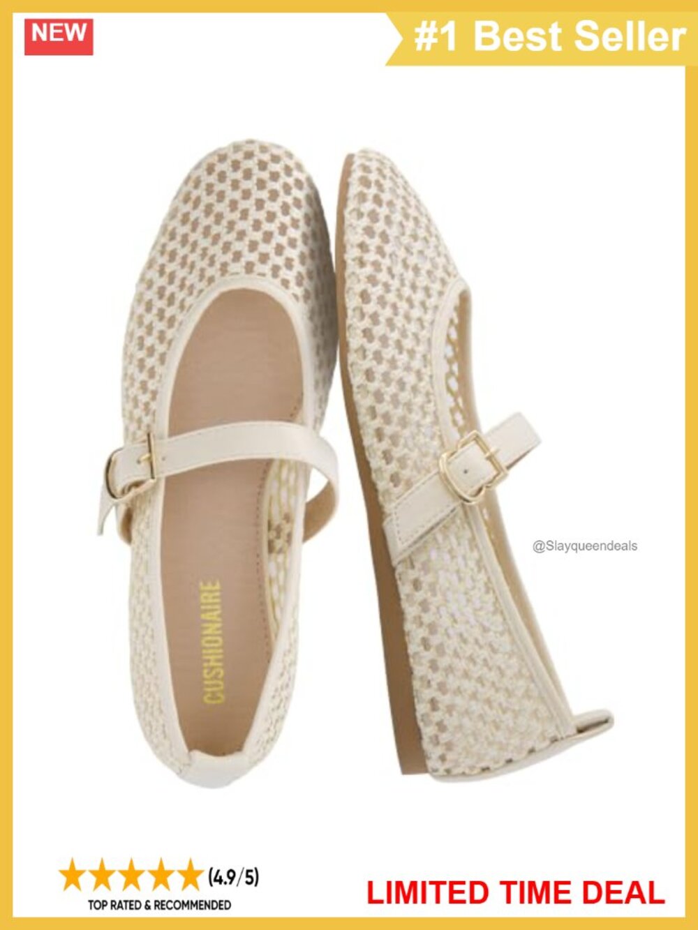Mesh Mary Jane Flats with Memory Foam & Buckle Strap